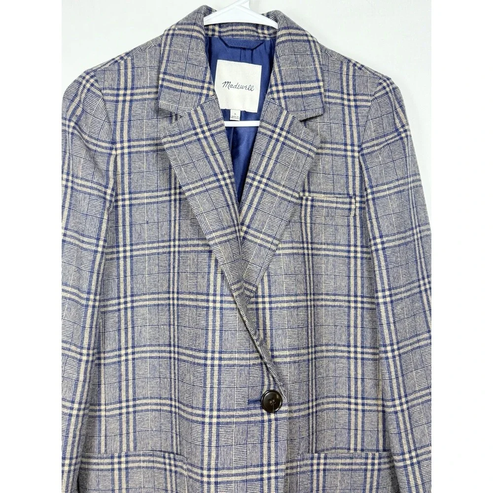 Madewell Larsen Blazer Navy Glen Plaid Preppy Career Old Money‎ Chic S Academia